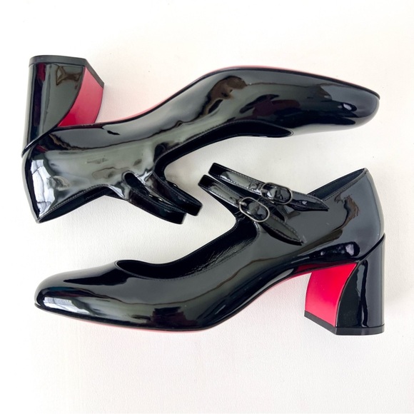CHRISTIAN LOUBOUTIN || Miss Jane 55 Black Patent Pumps EU 38.5 - Picture 9 of 11
